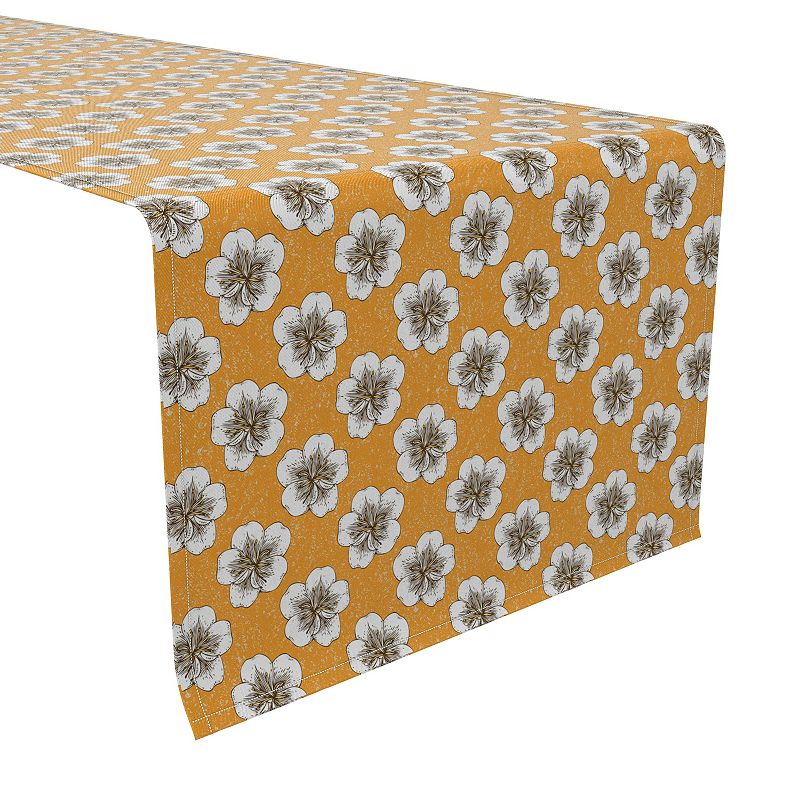 Table Runner， 100% Cotton， 16x72， Apricot Flowers