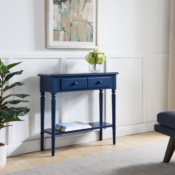 Coastal Narrow 1-drawer Sofa Console Table with Lower Shelf