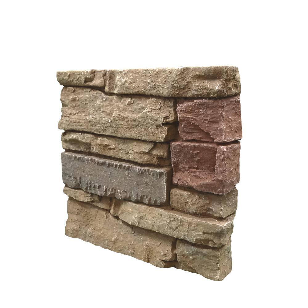 GenStone Stacked Stone Desert Sunrise 12 in. x 12 in. Faux Stone Siding Sample G2SSDSS