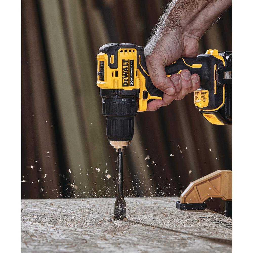 DW ATOMIC 20V MAX Cordless Brushless Compact 12 in. DrillDriver 20V Reciprocating Saw and (2) 20V 1.3Ah Batteries DCD708C2WCS380B