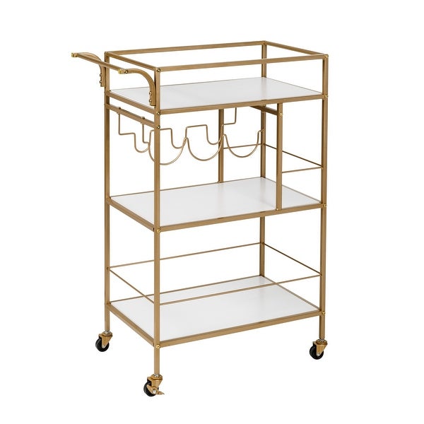 3-Tier Bar Cart， Gold/White