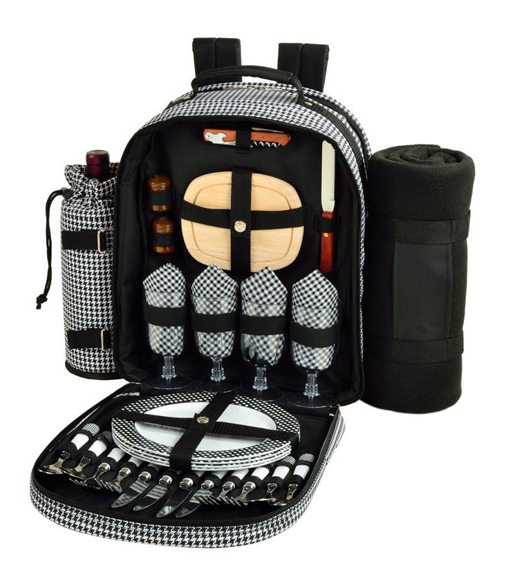 Picnic at Ascot Bold Picnic Backpack for 4 with Blanket