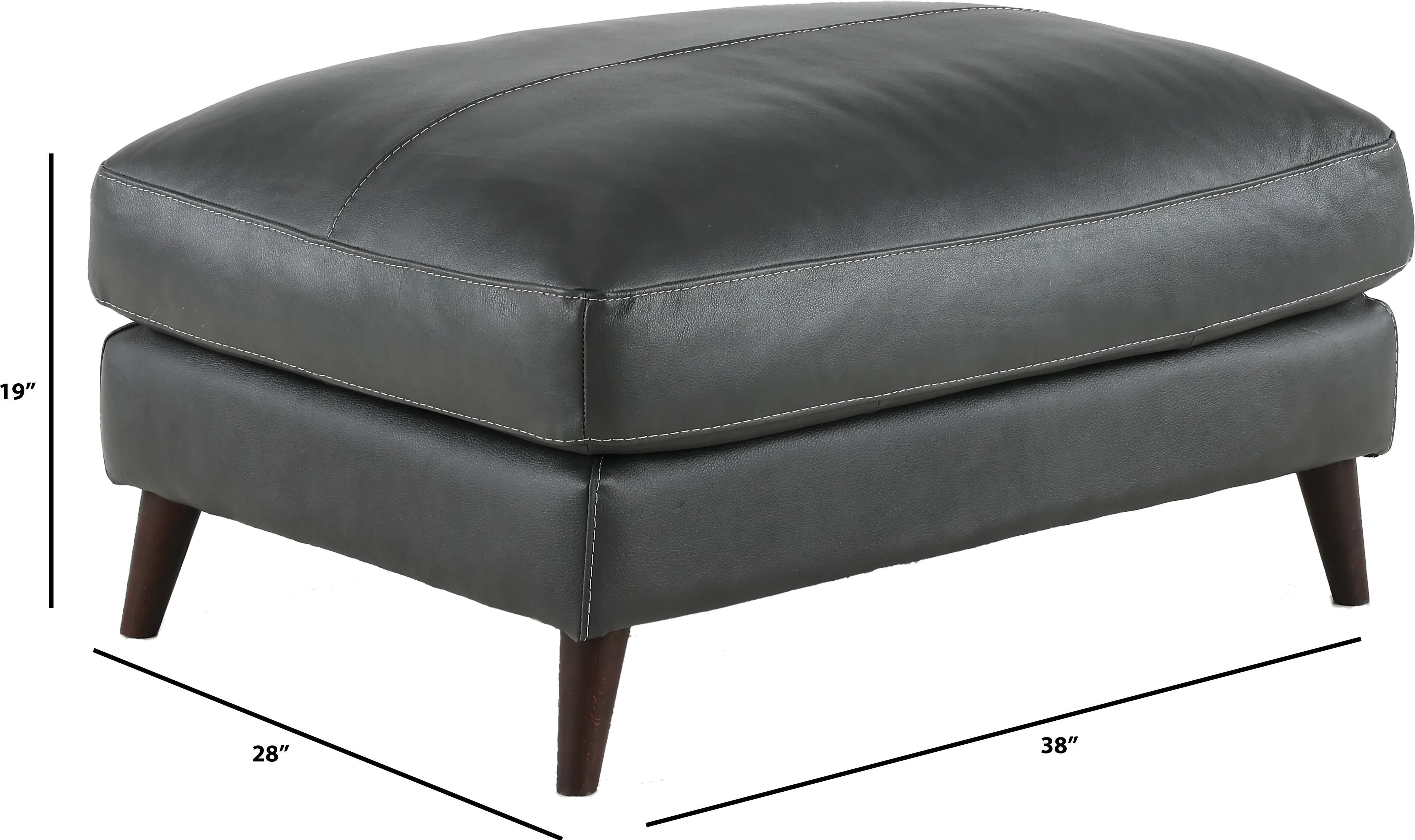 Caruso Gray Leather Cocktail Ottoman