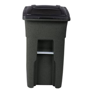 Toter 32 Gal. Greenstone Trash Can with Quiet Wheels and Attached Lid ANA32-55410