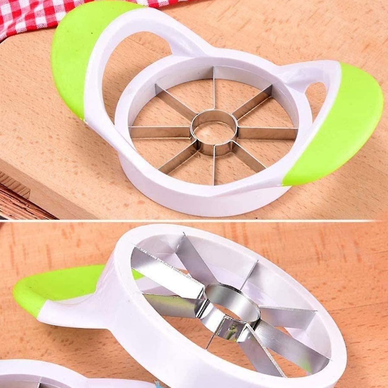 Apple Slicer， Easy Grip Apple Slicer Cutter  Corer， 8 Stainless Steel Blades Apple Cutter， Green Handle Apple Cutter And Corer， Apple Corer And Slice