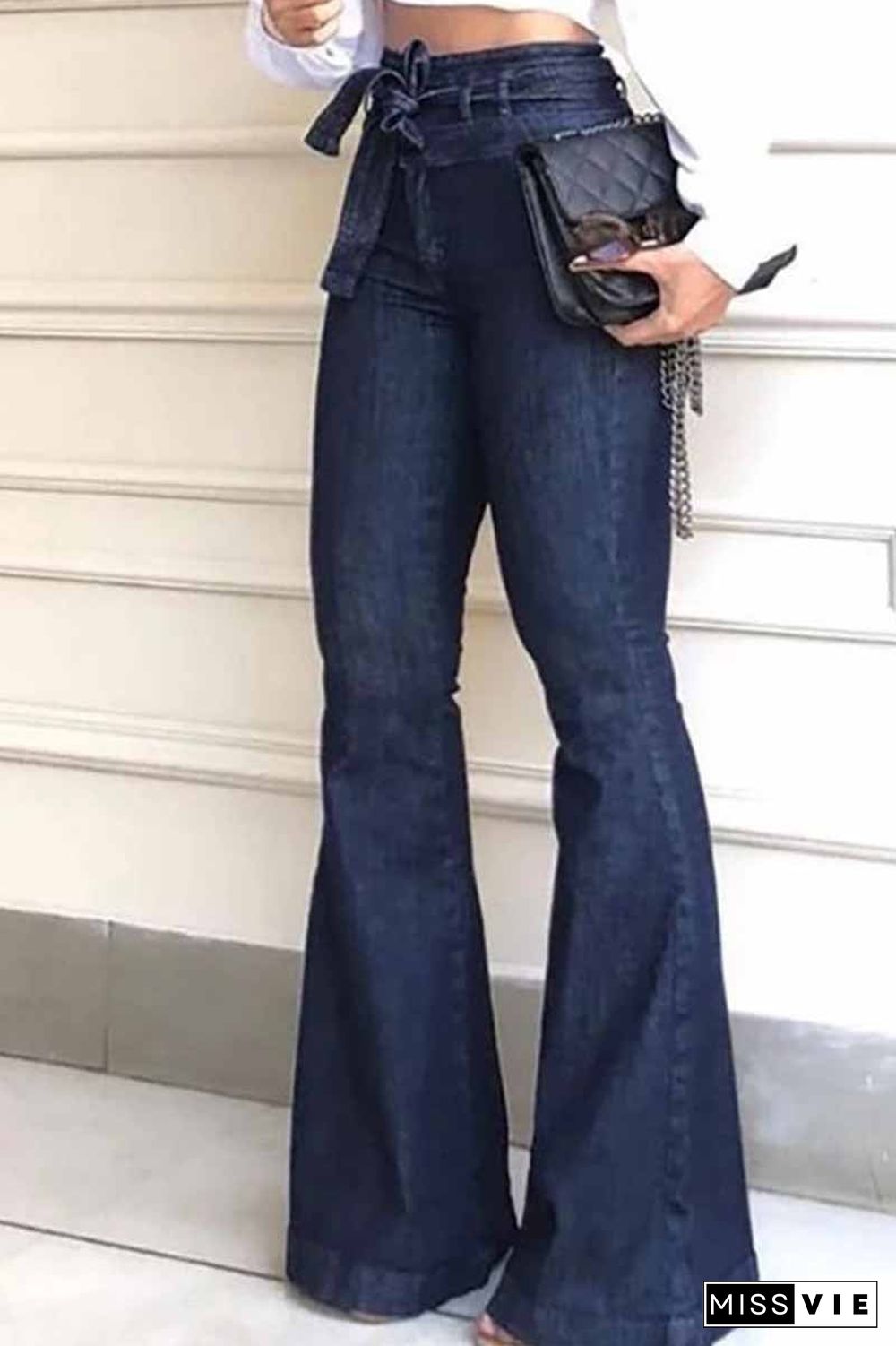 Denim High Waist Bell-Bottom Jeans