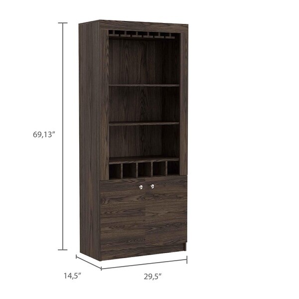 2-Door Bar Cabinet with 3 Shelves and 5 Cubbies