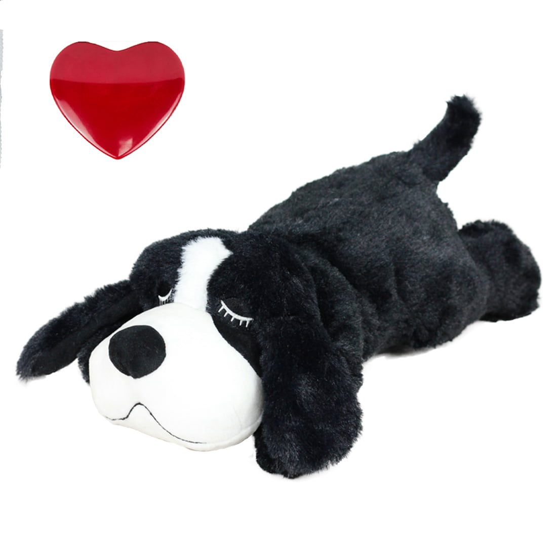 IFOYO Cute Heartbeat Dog Toy，Puppy Toy with Heartbeat Anxiety Relief For Dogs Puppy，Black White