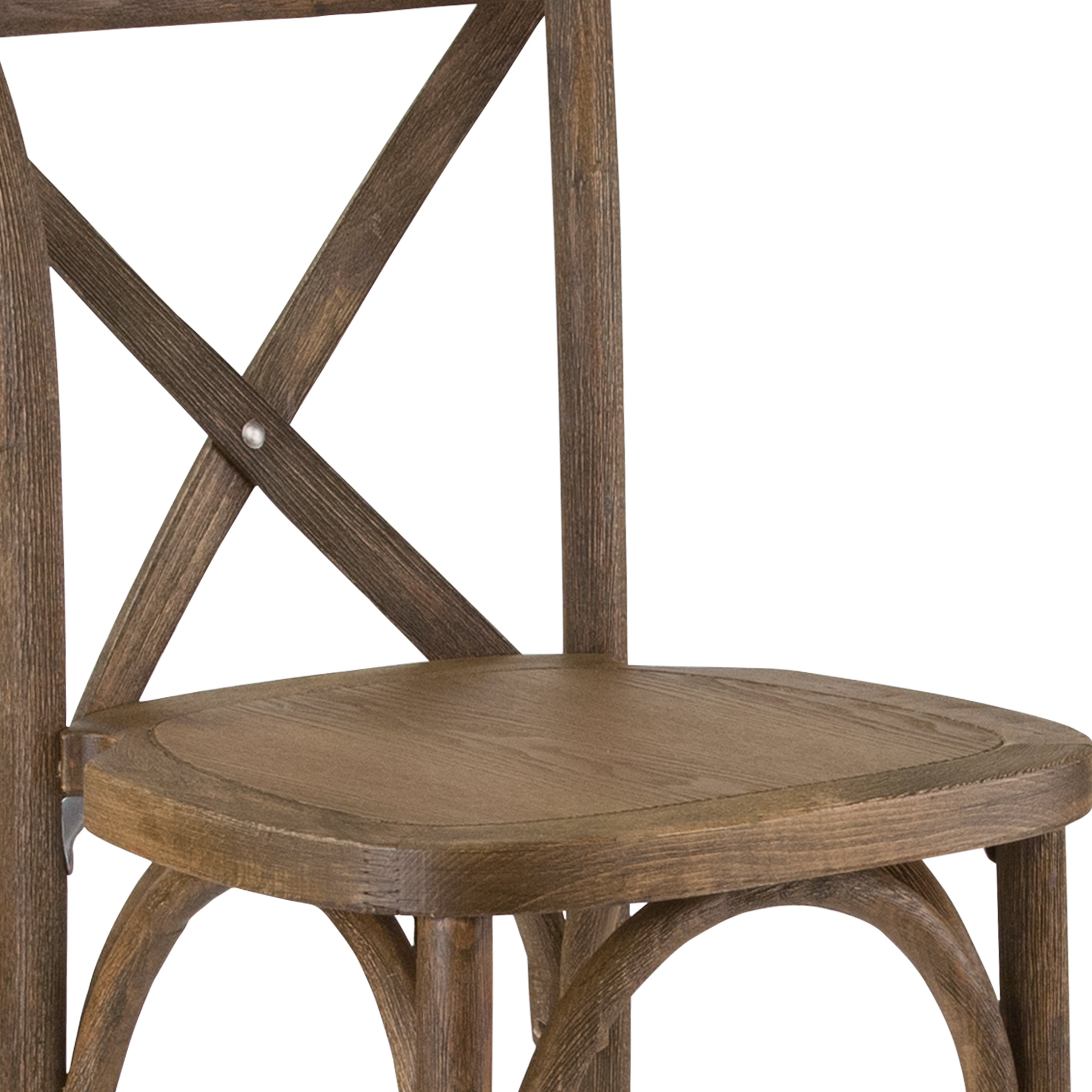 BizChair 2 Pack Dark Antique Wood Cross Back Barstool