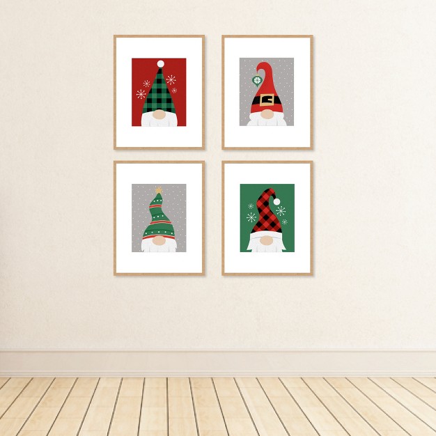 Big Dot Of Happiness Red And Green Holiday Gnomes Unframed Christmas Linen Paper Wall Art Set Of 4 Artisms 8 X 10 Inches