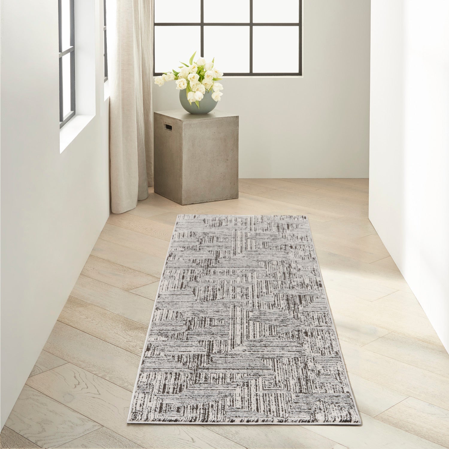 Calvin Klein Irradiant Cream Black Modern Rug