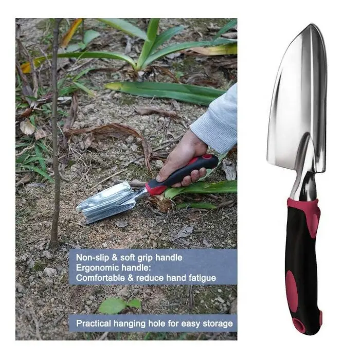 Low MOQ OEM offered blister box bag packing 6 Piece High Quality Garden Shovel Rake Small Size Gardening Tools Kit