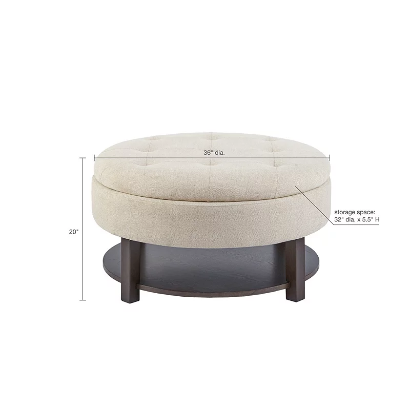 Madison Park Javier Round Storage Ottoman