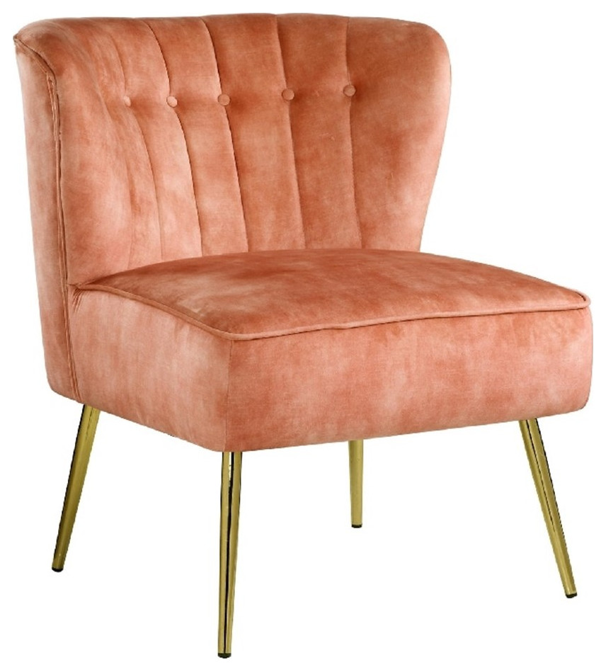 Accent Chair with Curved Tufted Back Orange and Gold   Midcentury   Armchairs And Accent Chairs   by Homesquare  Houzz