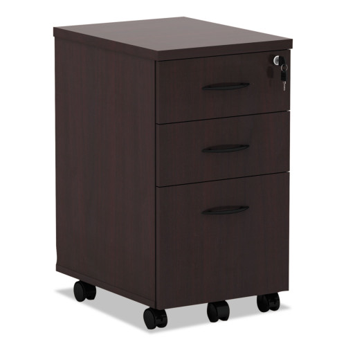 Alera Valencia Series Mobile Pedestal File， Left/Right， 3-Drawers: Box/Box/File， Legal/Letter， Mahogany， 15.88 x 20.5 x 28.38 (VA572816MY)