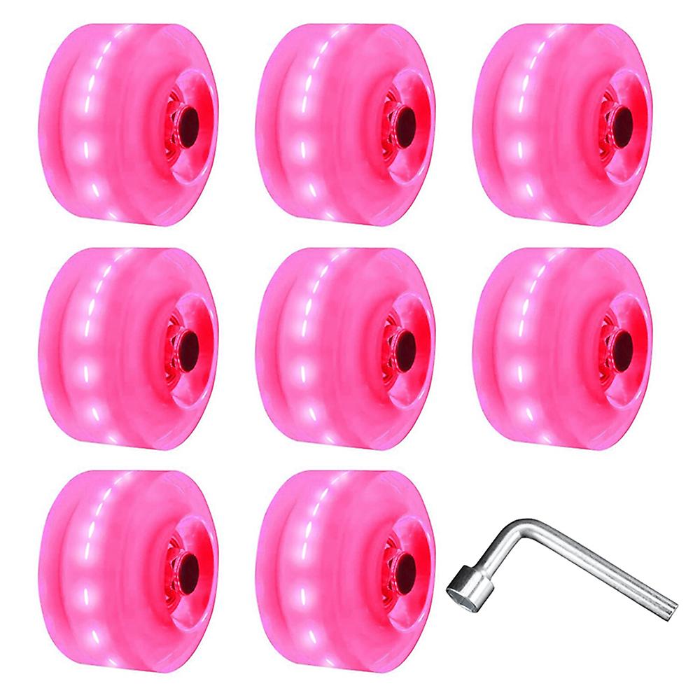 8pcs Skateboard Wheels Led Light Up Replacement Wheels Longboard Wheel Set 78a Pu Cushion Wheel For Long Board Double Row Skating And Skateboard Acces