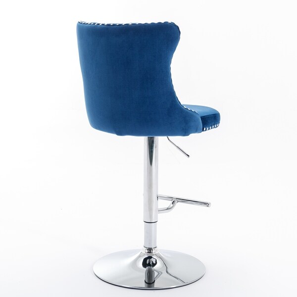 Swivel Velvet Barstools Adjusatble Seat， Modern Bar Chairs Comfortable Tufted