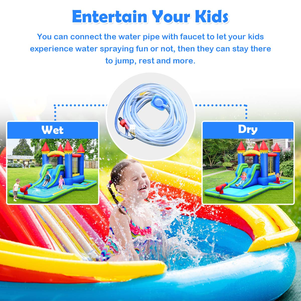 BOUNTECH Inflatable Bounce House | Kids Castle Water Slide with Climbing Wall for Backyard