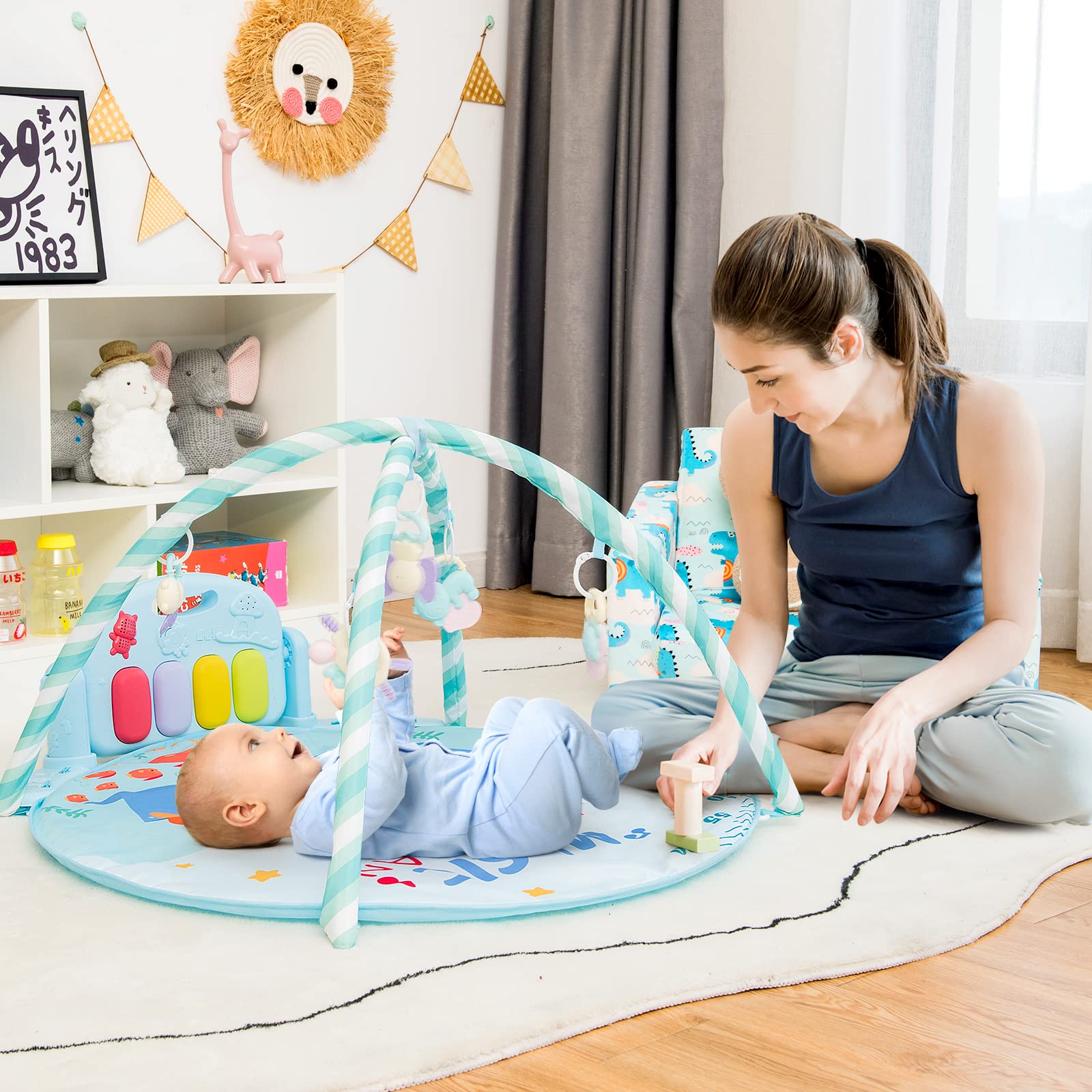 Costzon Large Baby Play Gym, Kick and Play Piano Infant Activity Mat for Babies