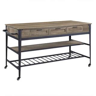 Acme Furniture Macaria Rustic Oak and Black Finish Kitchen Islands AC00402