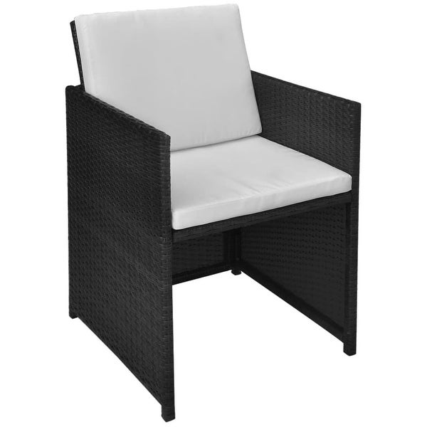 3 Piece Bistro Set with Cushions Poly Rattan Black - Overstock - 35108218