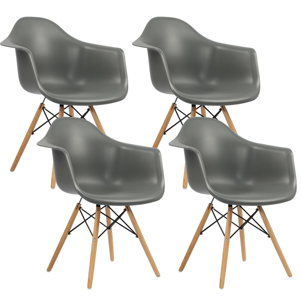 Mid century Modern Plastic Seat Tulip Dining Chairs with Wood Legs Set of 4