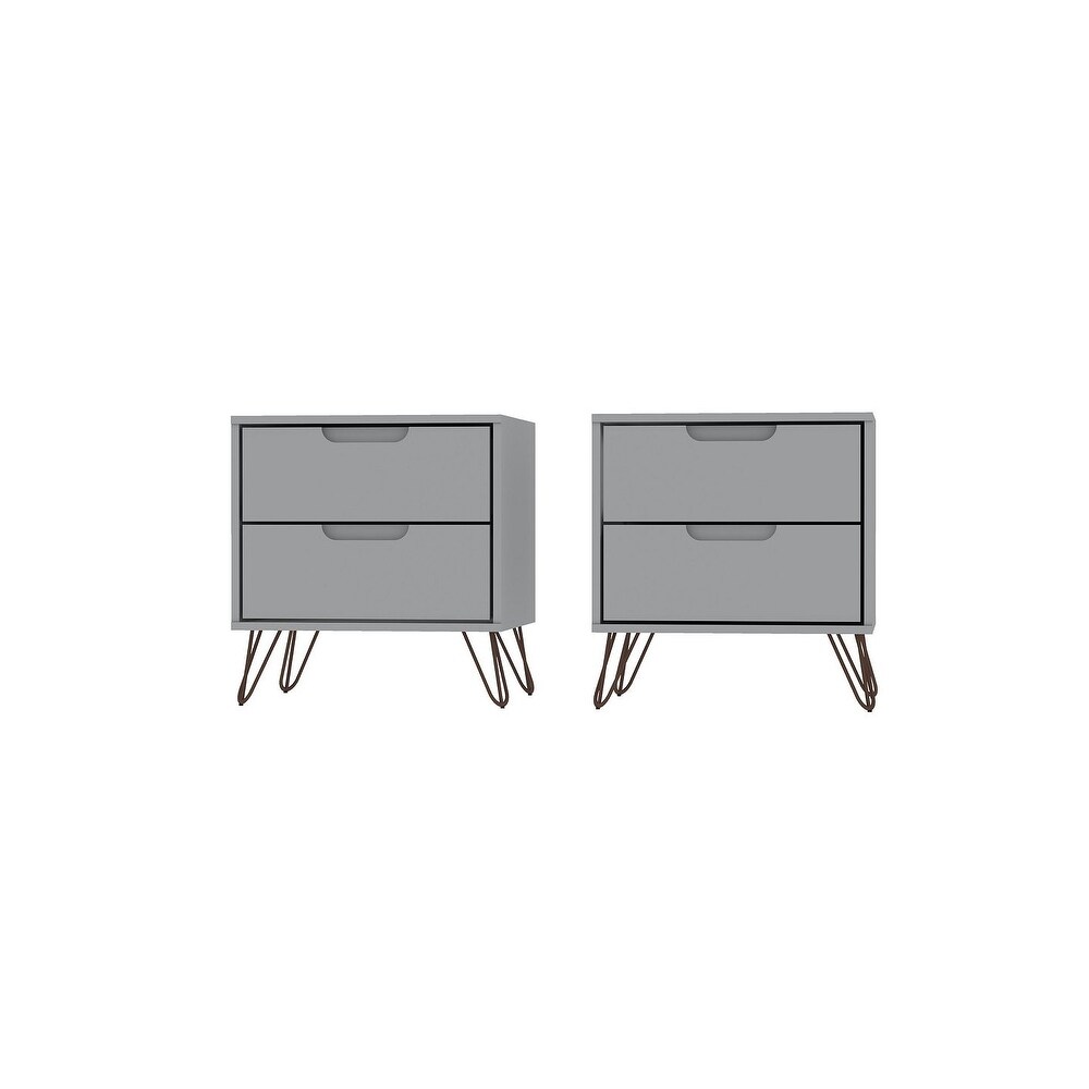 Manhattan Comfort Rockefeller 2 Drawer Nightstand (Set of 2)