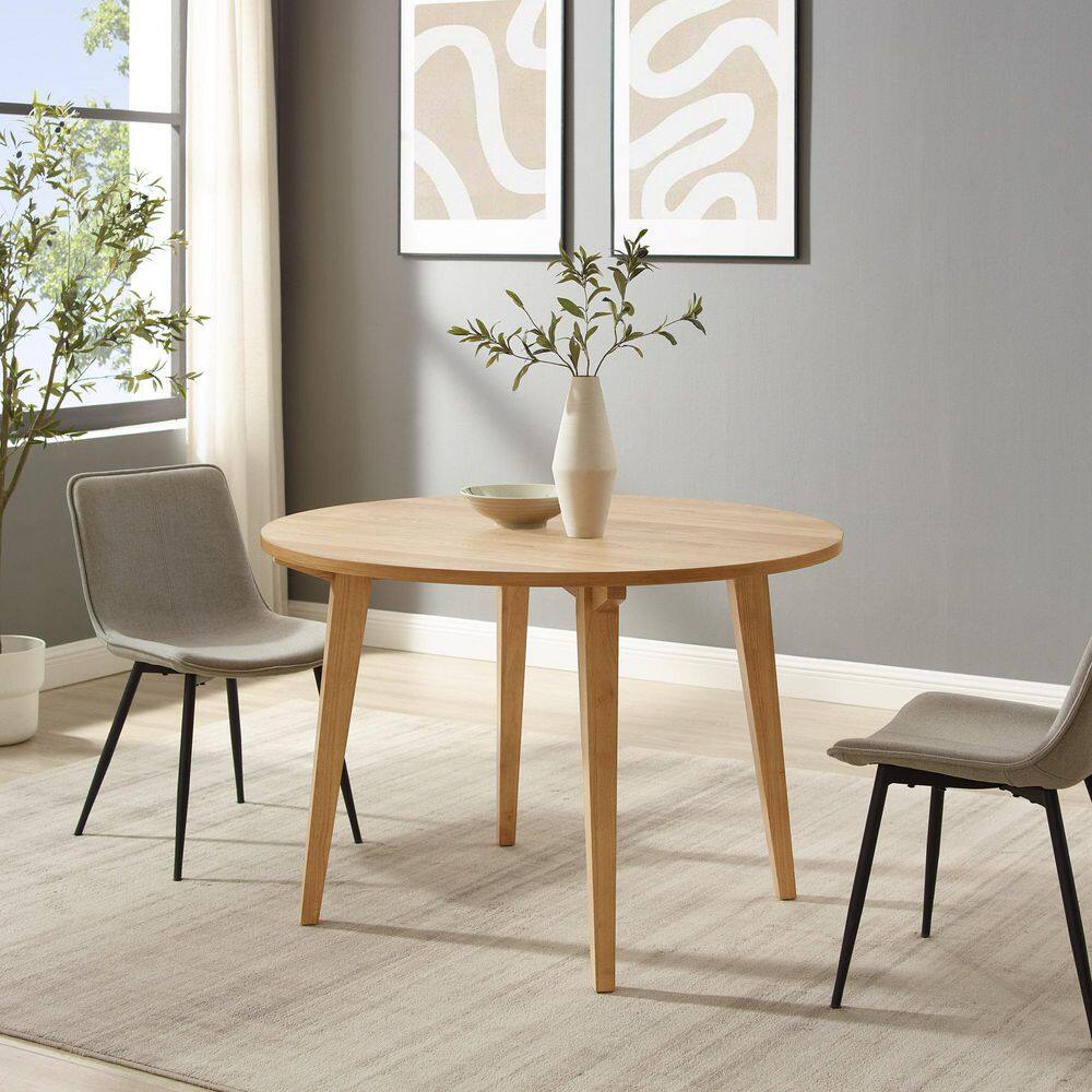 Welwick Designs 45 in. Round English Ash Wood-Top Scandinavian Dining Table (Seats 4) HD9444