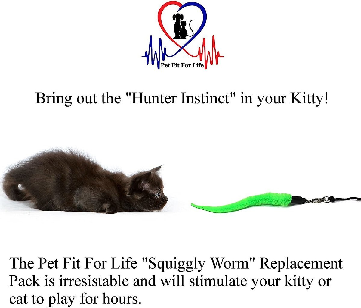 Pet Fit For Life 5 Piece Squiggly Worm Replacement Pack for Wand Cat Toy