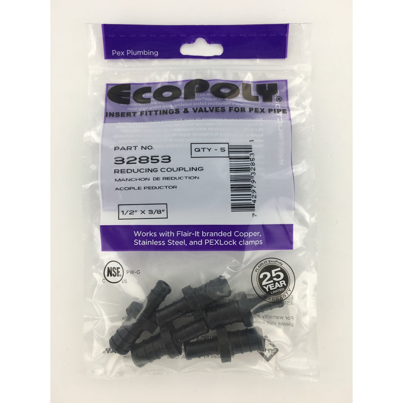 PEX RD COUPL 1/2X3/4 5PK