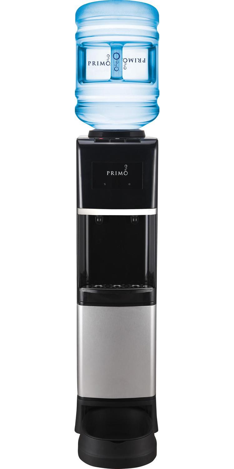 Primo Pet Station Water Dispenser Top Loading， Hot/Cold Temperature， Black and Stainless Steel