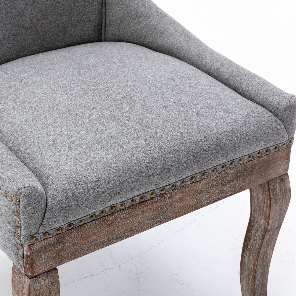 Thickened Fabric Dining Chair with Neutrally Toned Solid Wood Legs