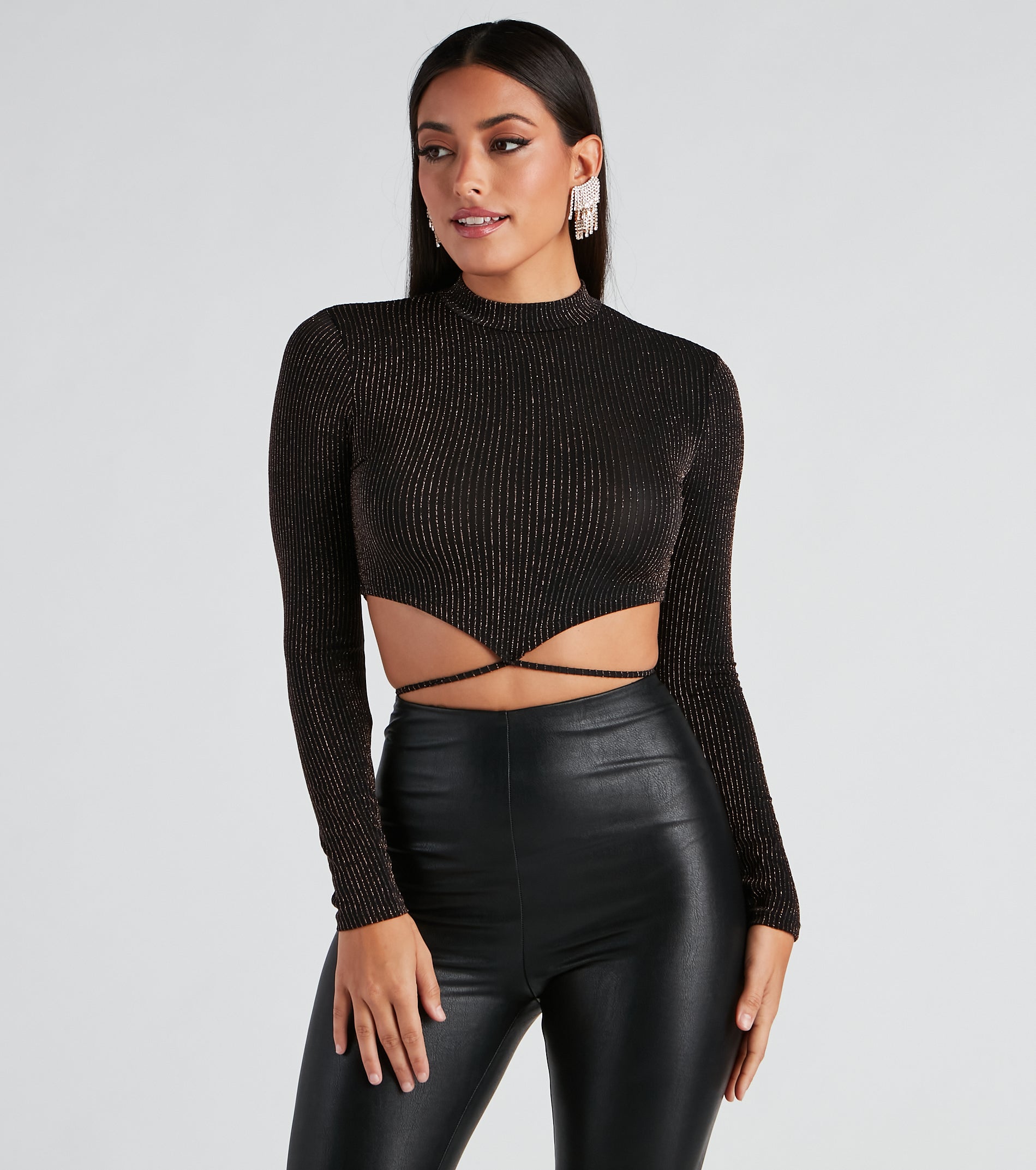 Night Life Metallic Knit Crop Top