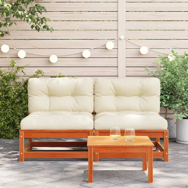 vidaXL Patio Furniture with Cushions Outdoor Sectional Seating Solid Wood Pine