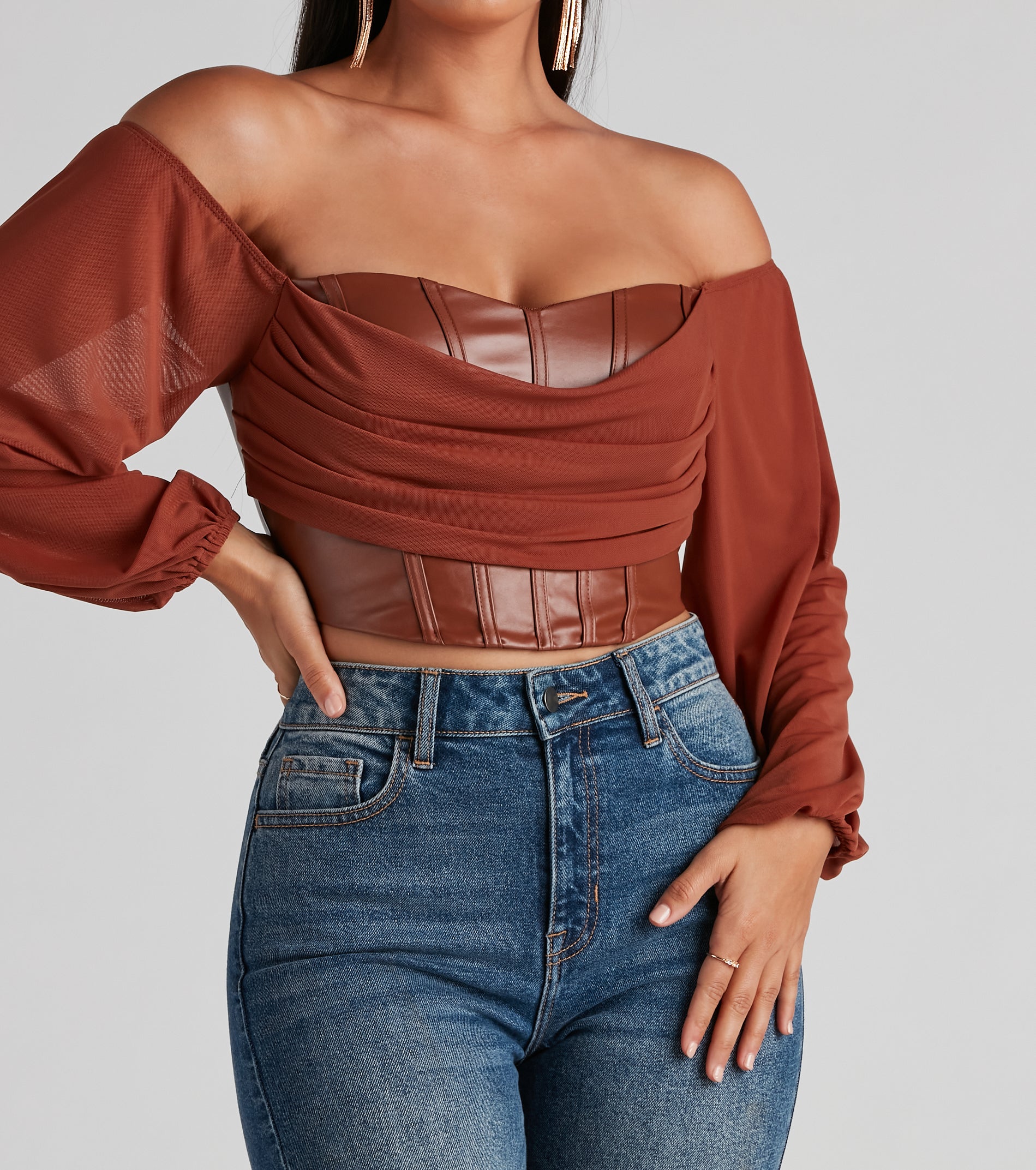 Edgy Luxe Off The Shoulder Corset Top