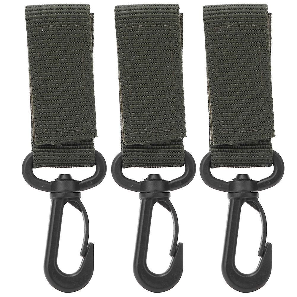 3pcs Outdoor Supply 360 Degree Rotation Webbing Buckle Key Chain Belt Hookarmy Green