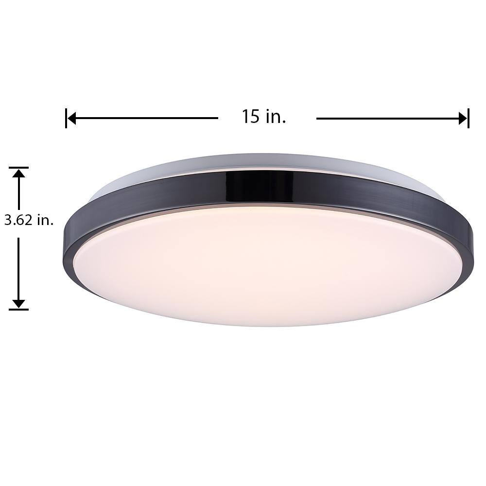 SMRTLite by NBG HOME 15 in. Black Nickel Integrated LED Trim Flush-Mount with Selectable White DS18978