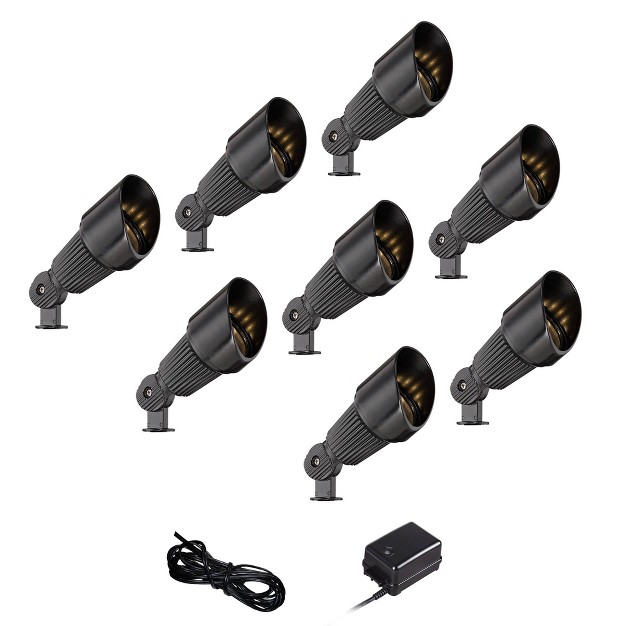 John Timberland Hooded Black 10 piece Led Landscape Spot Light Set