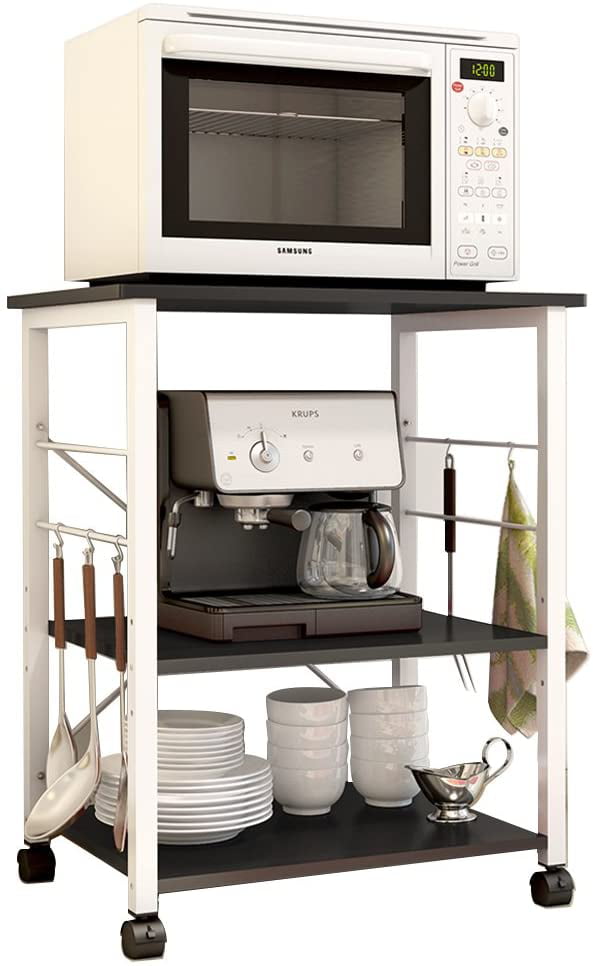 SOGES 3-Tier Kitchen Baker's Rack Utility Microwave Oven Stand Kitchen Cart Island Black