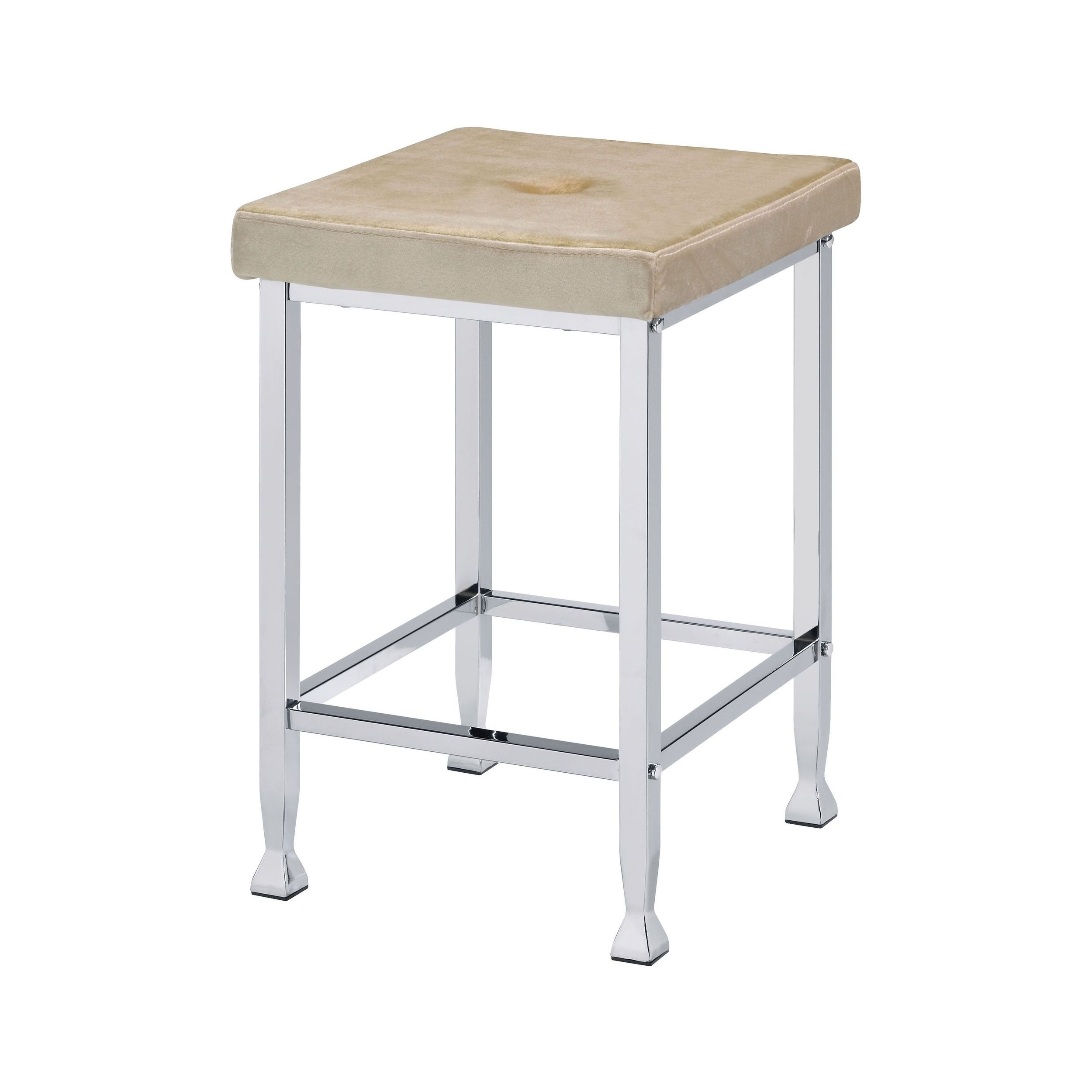 ACME Raine Counter Height Stool in Beige and Chrome (Set of 2)