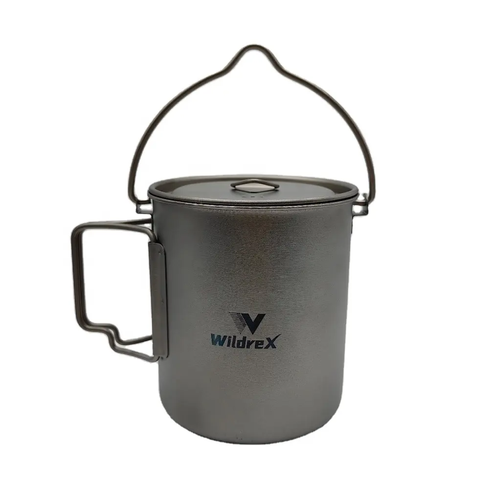 Outdoor  Camping Hanging pot Hiking Folding Handle Lightweight 750ml Titanium Mug cup