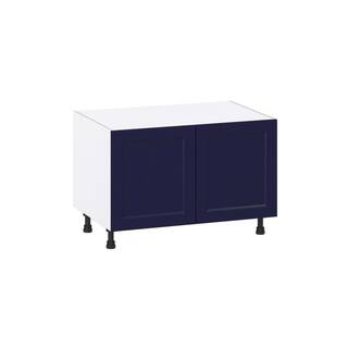 J COLLECTION 36 in. W x 24 in. D x 24.5 in. H Devon Painted Blue Shaker Assembled Apron Front Sink Base Kitchen Cabinet DSSBAS36-DV