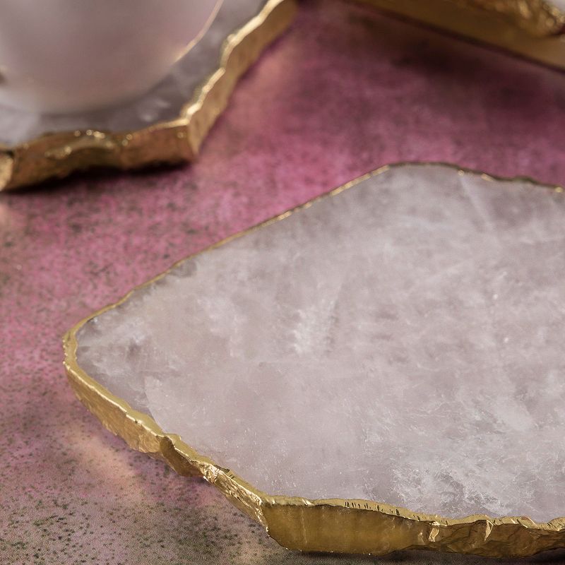 Dazzle Rose Quartz Coasters， Set of 4