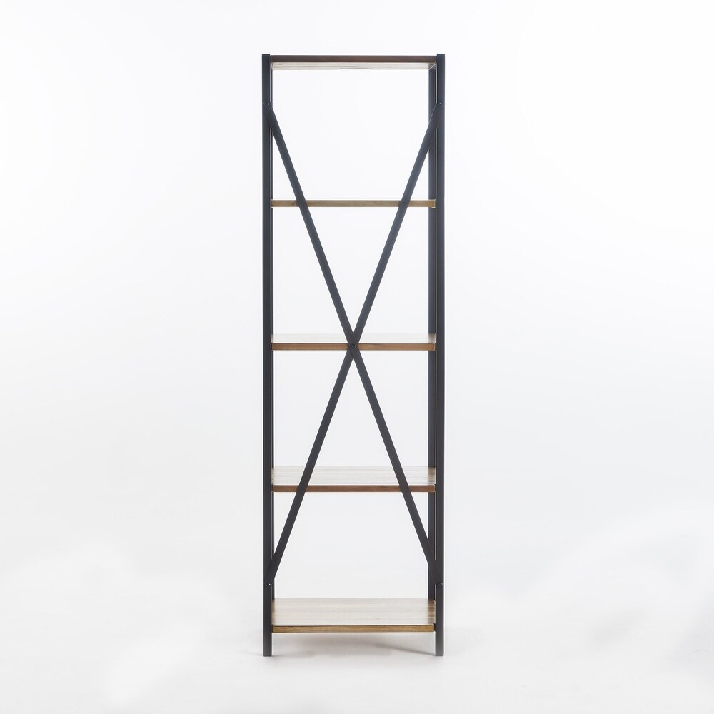 Roney Modern Industrial Acacia Wood/ Iron 4 tier Slim Bookcase by Christopher Knight Home   14.50\