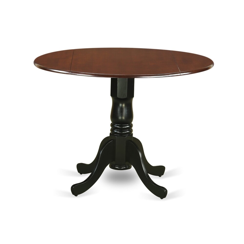 East West Furniture Dublin Dining Room Table   a Round kitchen Table Top with Dropleaf   Pedestal Base  Finish Options)