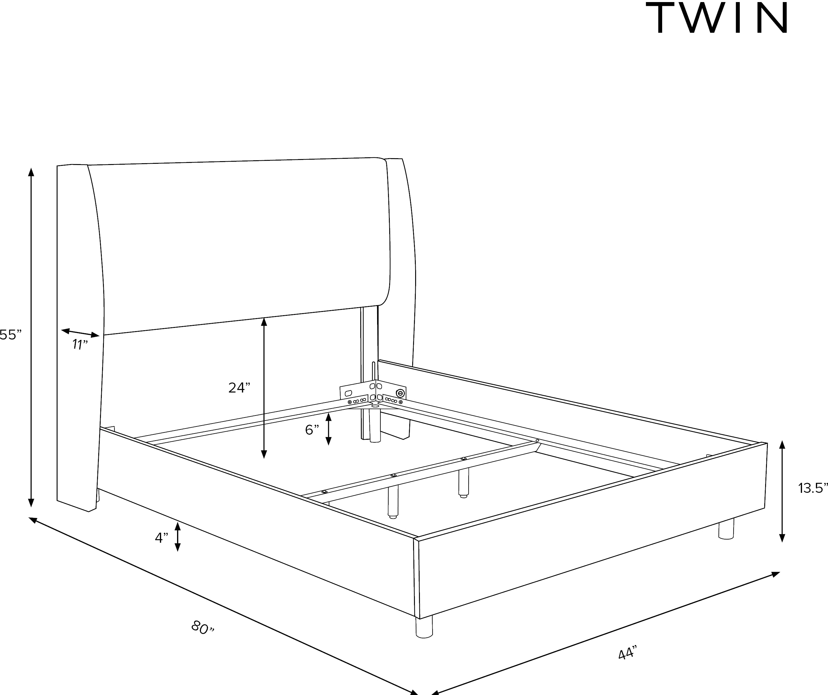 Sloane Velvet White Curved Wingback Twin Bed - Skyline Furniture