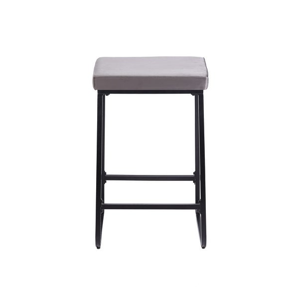 Porthos Home Samu Bar Stools Set of 2， Velvet Upholstery， Iron Legs