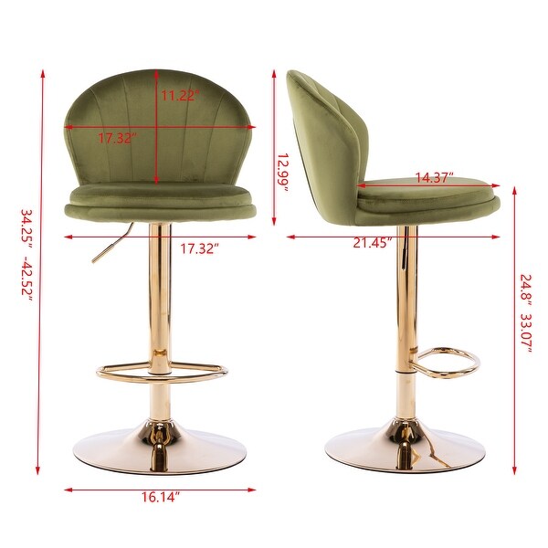 Round Swivel Adjustable Bar Stools with Footrest and Base