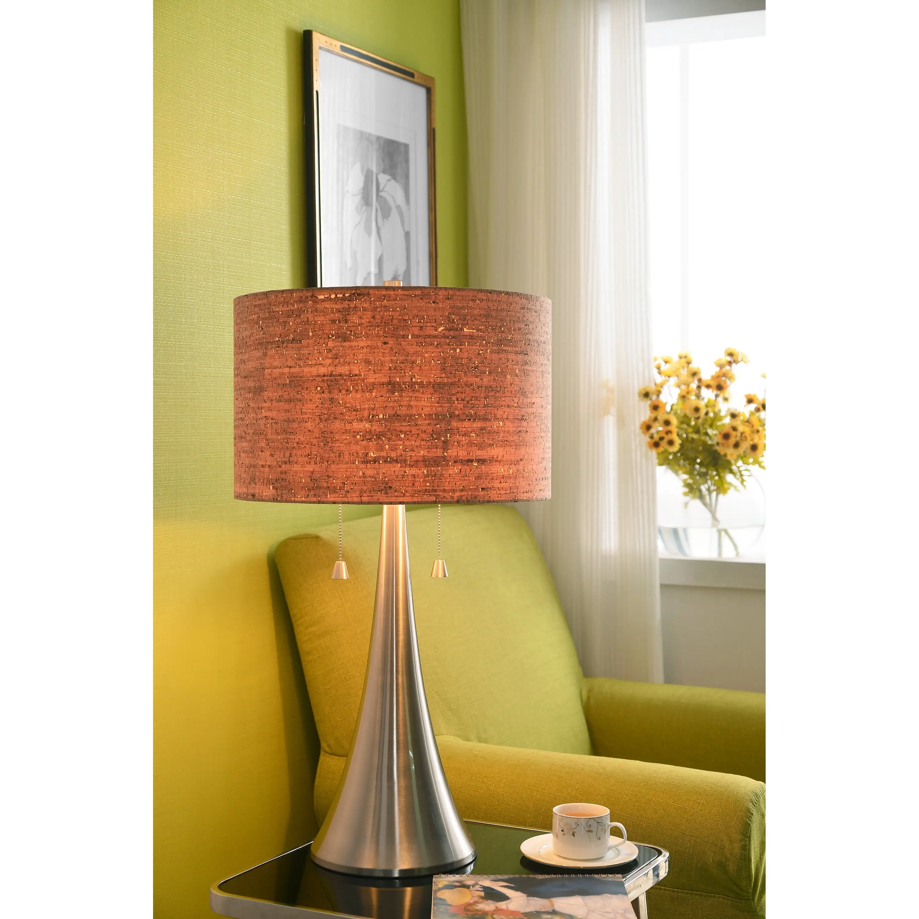 Laurindo Brushed Steel Finish Table Lamp