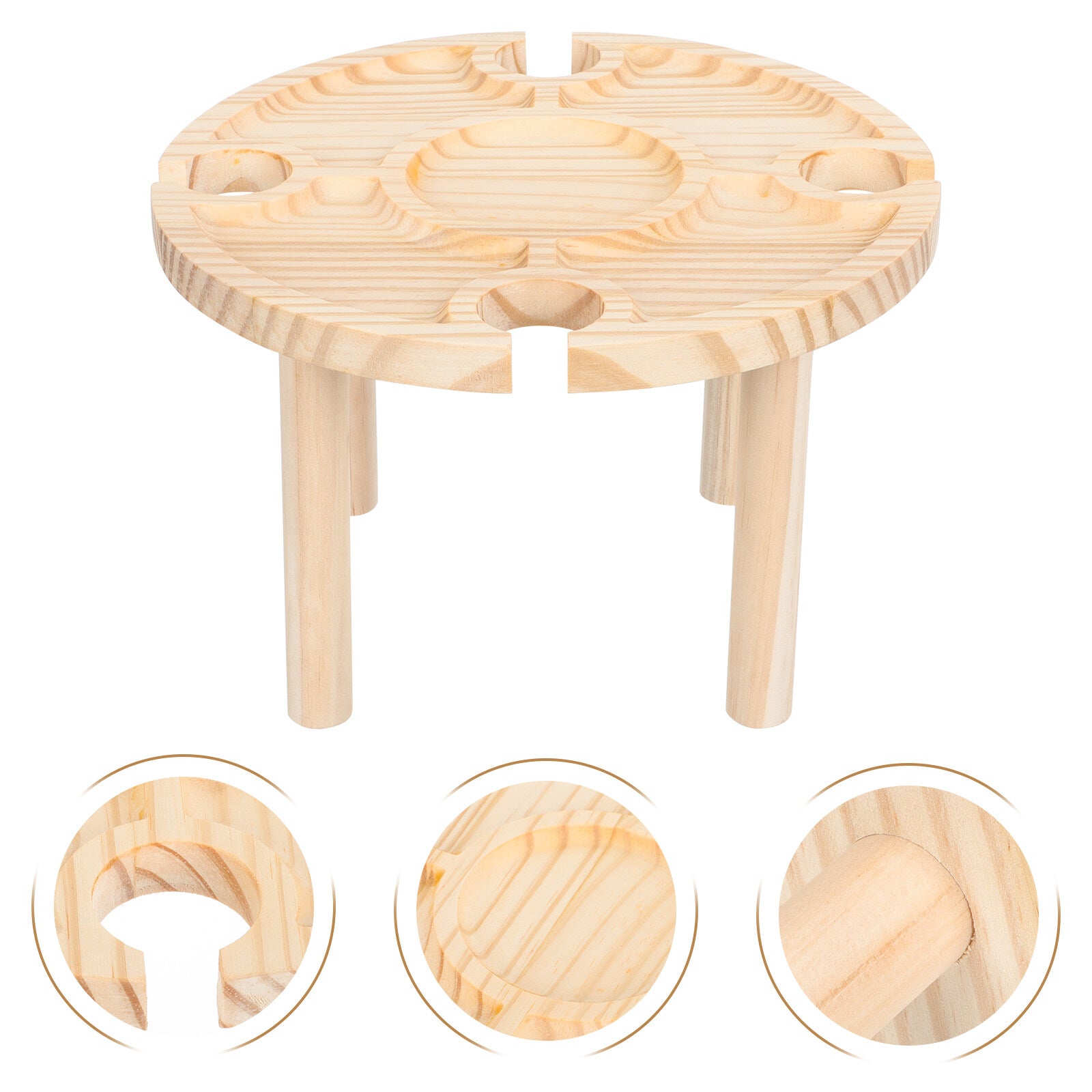 1pc Wooden Wine Table Wooden Picnic Beverage Table Wooden Table Home Supply